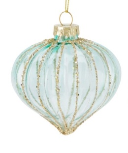 Glass bauble, fluted top, transparent green (518342)