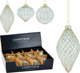 Glass bauble, fluted icicle, transparent green (518342)