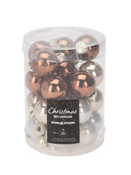 Glass baubles 25mm beige/brown opal mix (192428)