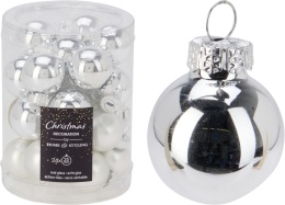 Glass baubles 25mm glossy/matt silver mix (502645)