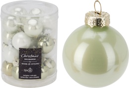 Glass baubles 25mm green/white opal mix (502652)