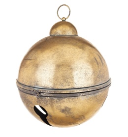 Dzwonek bombka metal złoty przecierany b.duży fi 42cm (172926)