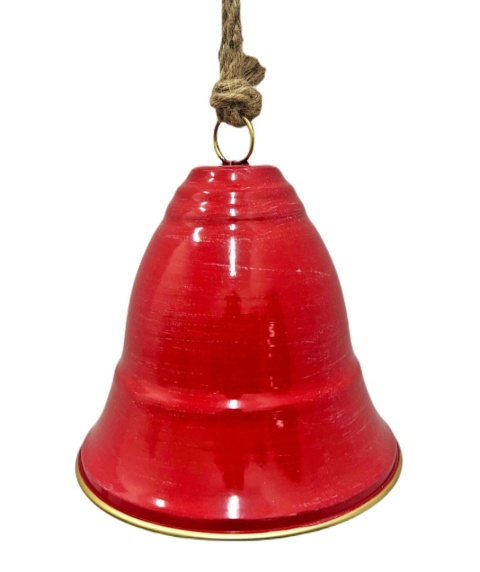 Bell on a rope, red, worn, large (RF0774)