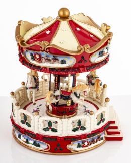 Large ceramic carousel with horses, music box (180884)