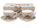 Set of 2 ceramic cups and saucers "forest animals" (PG-19710) in a decorative box