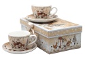 Set of 2 ceramic cups and saucers "forest animals" (PG-19710) in a decorative box