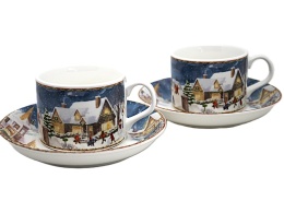 Kpl. 2-ch filiżanek z talerzykami ceramicznymi