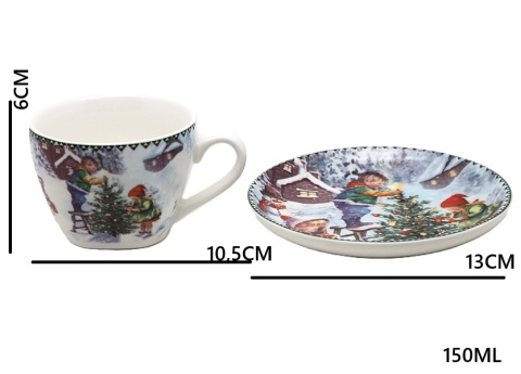 Set of 2 ceramic cups and saucers "Christmas Time" (PG-19437) in a decorative box