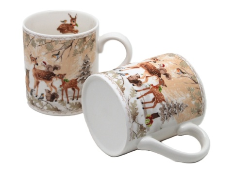Set of 2 ceramic mugs "forest animals" (PG-19642) in a decorative box