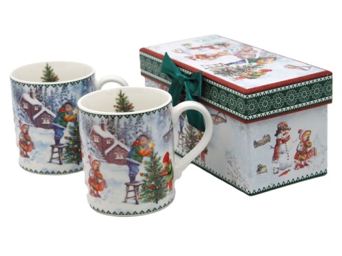 Kpl. 2-ch kubków ceramicznych "świąteczny czas" (PG-19383) w ozdobnym pudełku Kpl. 2-ch kubków ceramicznych "świąteczny czas" (PG-19383) w ozdobnym pudełku