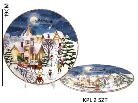 Set of 2 ceramic plates "Christmas Village" 19cm diameter (PG-19864) in a decorative box