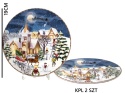 Set of 2 ceramic plates "Christmas Village" 19cm diameter (PG-19864) in a decorative box