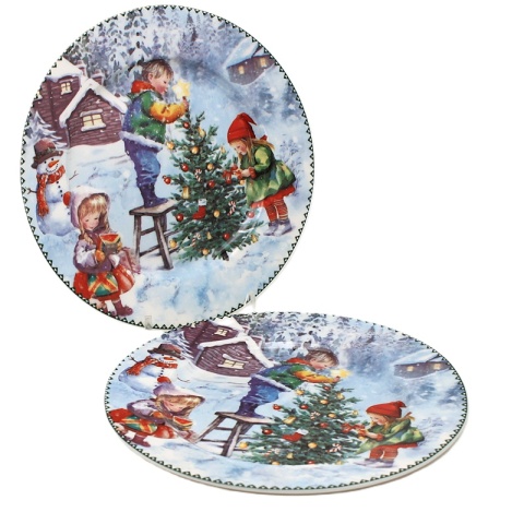 Kpl. 2-ch talerzy ceramicznych "świąteczny czas" fi19cm (PG-19468) w ozdobnym pudełku