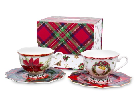 Kpl. 2 filiżanki świąteczne ceramiczne w ozdobnym pudełku (173397)