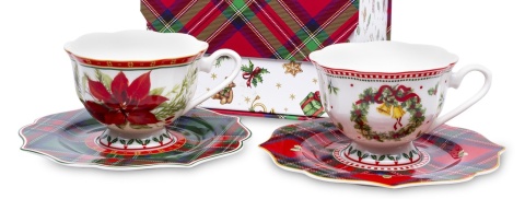 Kpl. 2 filiżanki świąteczne ceramiczne w ozdobnym pudełku (173397)
