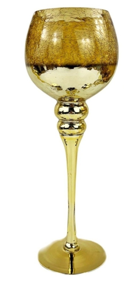 Kpl. 3 kielichy szklane miodowe złota podstawa (JK0192)