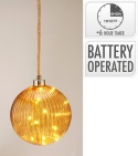 Glass ball 14cm honey 15LED corrugated (AAB201010)