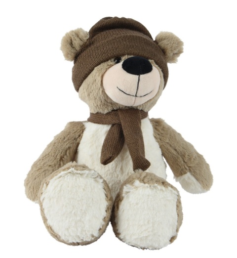 Miś pluszowy 40cm w brązowej czapeczce i szaliku (582453)