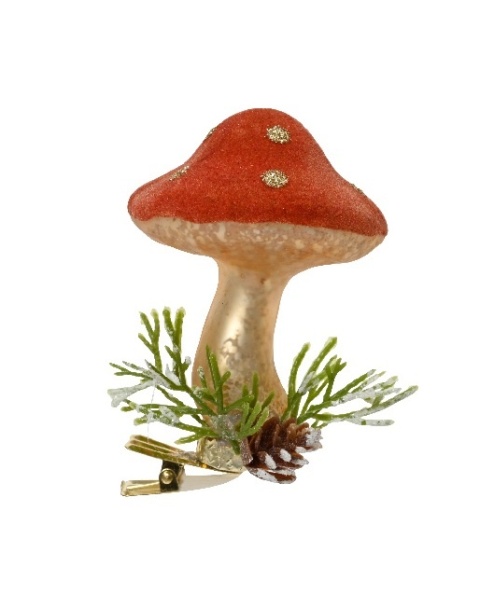 Glass toadstool, low, copper suede, on a clip (070069) Glass toadstool, low, copper suede, on a clip (070069)