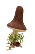 Tall glass toadstool, brown suede, on a clip (070069)