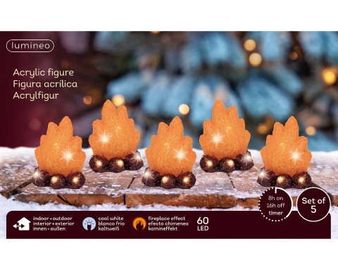 Five acrylic flames 60LED (490374)