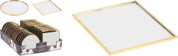 Podstawka lusterkowa kwadratowa 10cm srebrny brzeg (513198)