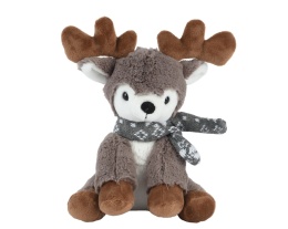 Plush sitting reindeer 25cm in scarf (582455)