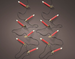 Świeczki czerwone 20LED ciepłe na klipsie dł.9,5m timer wew/zew (492880)