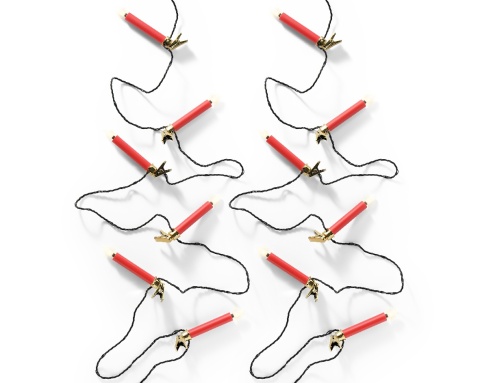 Świeczki czerwone 20LED ciepłe na klipsie dł.9,5m timer wew/zew (492880)