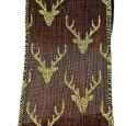 Brown glitter ribbon on a spool with reindeer (RF0542)