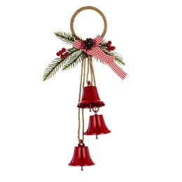 Pendant 3 bells red metal with decoration (180558)