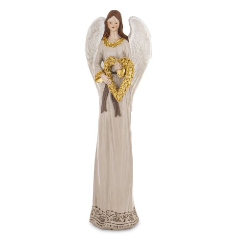 Angel 38cm with a wreath in a beige dress, polyresin (181036) Angel 38cm with a wreath in a beige dress, polyresin (181036)