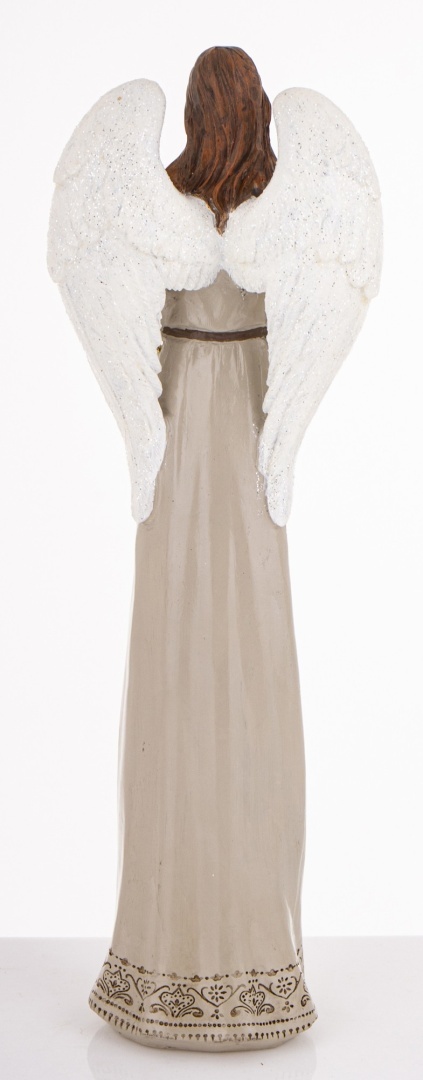 Angel 38cm with a wreath in a beige dress, polyresin (181036) Angel 38cm with a wreath in a beige dress, polyresin (181036)