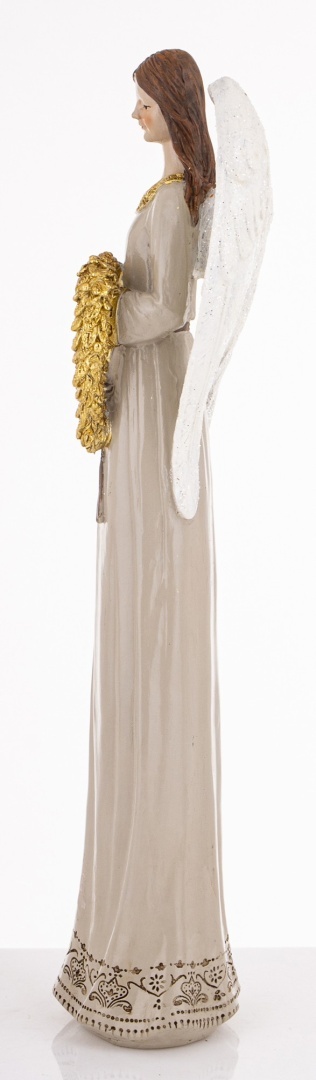 Angel 38cm with a wreath in a beige dress, polyresin (181036) Angel 38cm with a wreath in a beige dress, polyresin (181036)