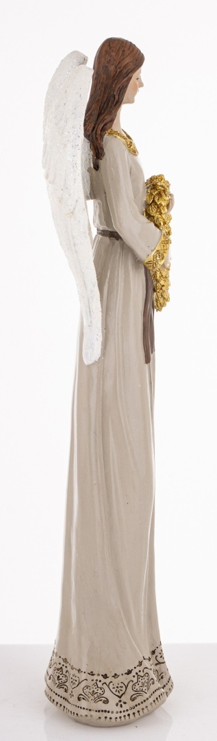 Angel 38cm with a wreath in a beige dress, polyresin (181036) Angel 38cm with a wreath in a beige dress, polyresin (181036)