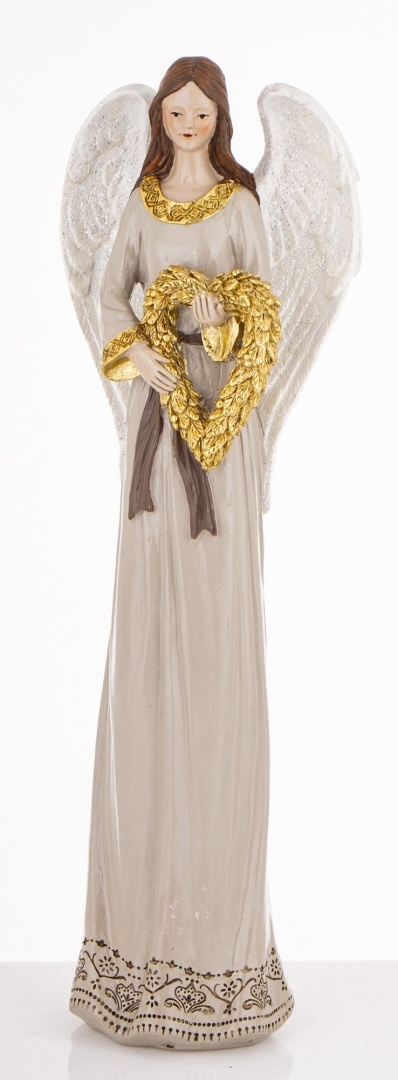 Angel 38cm with a wreath in a beige dress, polyresin (181036) Angel 38cm with a wreath in a beige dress, polyresin (181036)