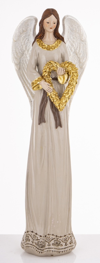 Angel 38cm with a wreath in a beige dress, polyresin (181036) Angel 38cm with a wreath in a beige dress, polyresin (181036)