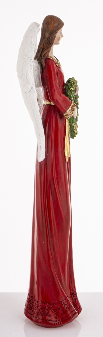 Anioł 38cm z wieńcem czerwona sukienka poliresing (181038) Anioł 38cm z wieńcem czerwona sukienka poliresing (181038)