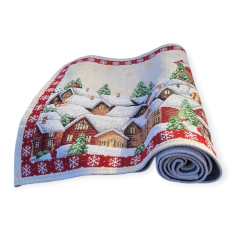 Bieżnik Basic gobelin 33x183cm Zaprzęg Mikołaja nad miastem (993)