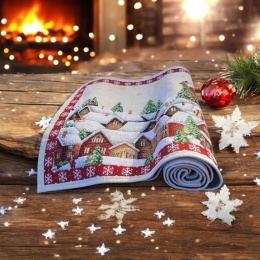 Bieżnik Basic gobelin 33x183cm Zaprzęg Mikołaja nad miastem (993)