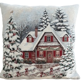 Bieżnik gobelin Chenille 40x100cm ŚNIEŻNY DOMEK (TX0003-4112)