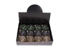 Bombka 8cm transparentna zielona geometryczny wzór (TG79846)