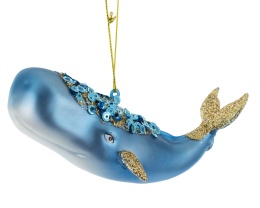 Glass bauble: Blue whale with golden tail (174380)