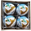 100 baubles decorated landscape pack of 4: CHURCH blue opal