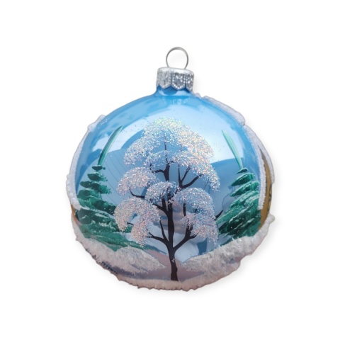 100 baubles decorated landscape pack of 4: CHURCH blue opal