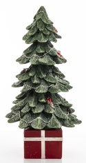 Christmas tree 26cm with decorations on a package, medium polyresin (172548)