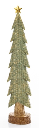 Christmas tree slender 47cm green-gold medium polyresin (174065)