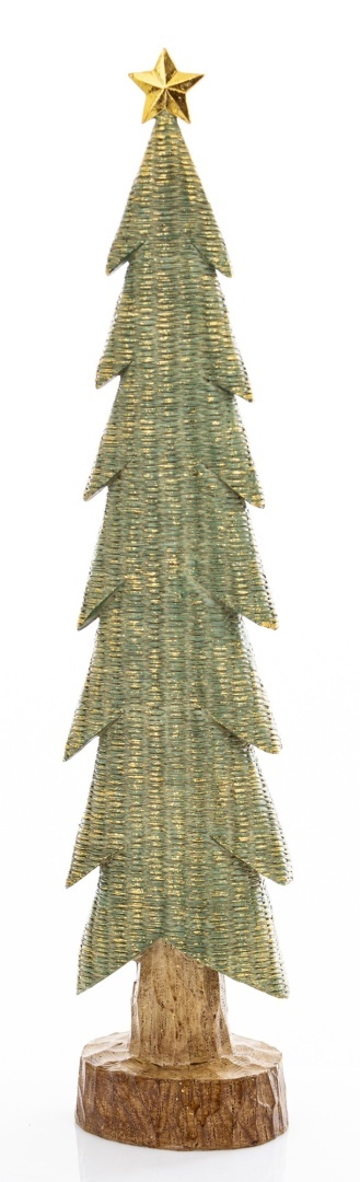 Christmas tree slender 47cm green-gold medium polyresin (174065)