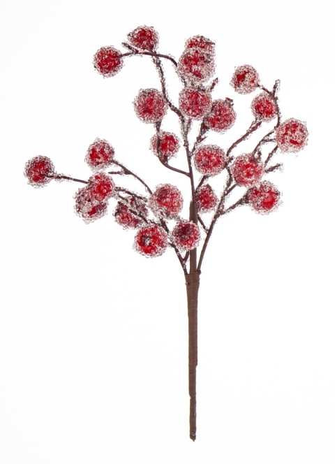 Gałązka 30cm lodowe czerwone owoce (180697) Gałązka 30cm lodowe czerwone owoce (180697)