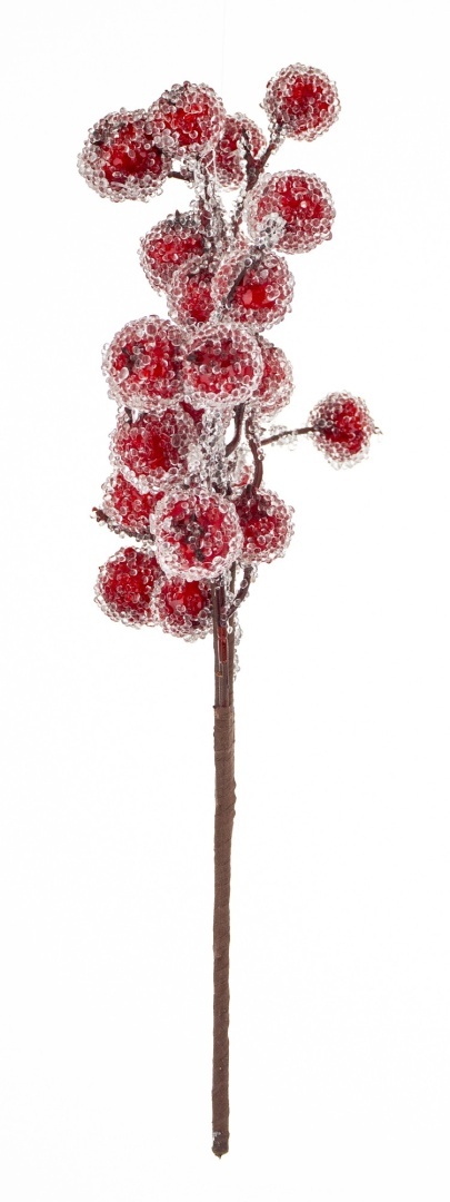 Gałązka 30cm lodowe czerwone owoce (180697) Gałązka 30cm lodowe czerwone owoce (180697)